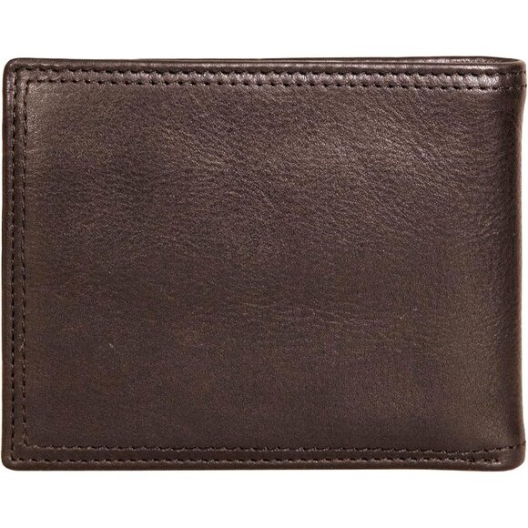 Men's Logo - Brown Bifold Leather Wallet RFID Blocking ID Window Card Slots - Picture 2 of 7